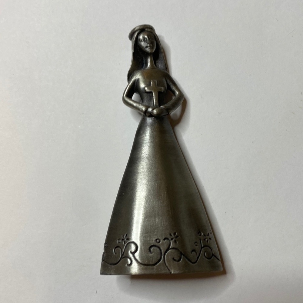 Ganz Pewter Angel Girl Cross Sliver Tone Figurine Statue Trinket Good Luck Charm